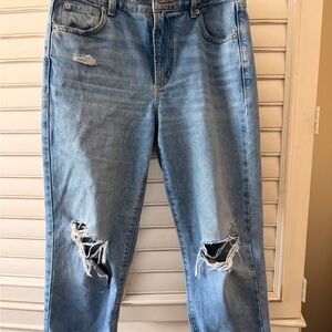Garage Light Blue Distressed Straight Leg Jeans